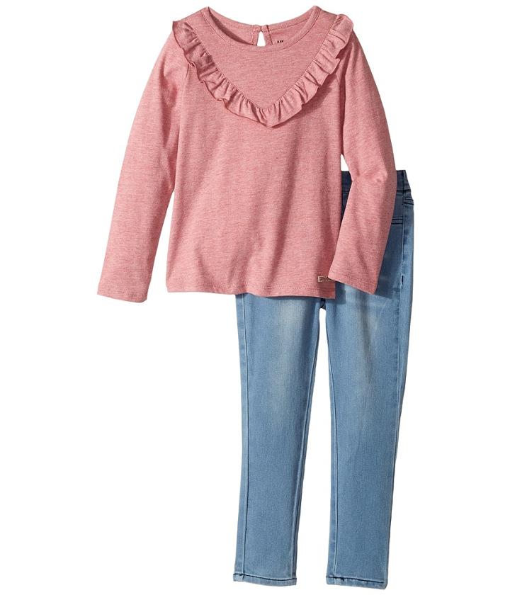 Hudson Kids - Two-piece Jersey Ruffle Top Stretch Denim Jogger