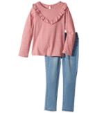 Hudson Kids - Two-piece Jersey Ruffle Top Stretch Denim Jogger