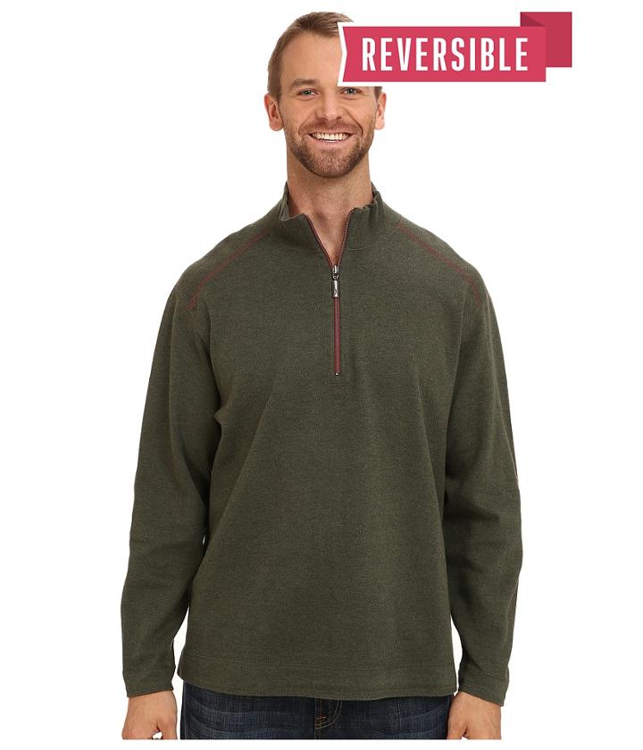 Tommy Bahama Big &amp; Tall - Big Tall Flip Side Stripe Reversible Half Zip Sweatshirt