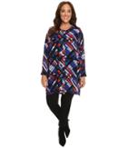 Vince Camuto Plus - Plus Size Long Sleeve Graphic Map Button Front Blouse