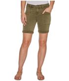 Liverpool - Kylie Cargo Shorts With Flat Patch Pockets On Pigment Dyed Slub Stretch Twill In Olive Night