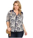 Lucky Brand - Plus Size Printed Woven Mix Top