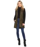 Blank Nyc - Olive/black Vegan Leather Sleeve Trench Coat In Wicked Hard
