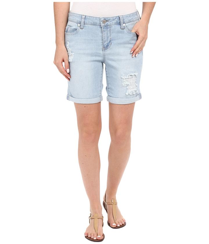 Liverpool - Corine Rolled Denim Shorts W/ Destruction In Belmont Bleach Blue