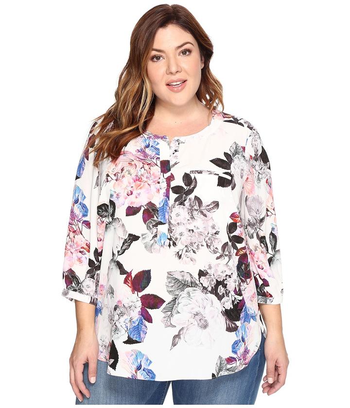 Nydj Plus Size - Plus Size 3/4 Sleeve Pleat Back Top