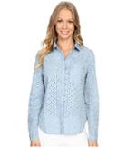 Dylan By True Grit - Peekaboo Chambray Stonewashed Denim Long Sleeve One-pocket Shirt