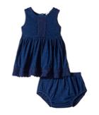Splendid Littles - Indigo W/ Lace Trim Dress