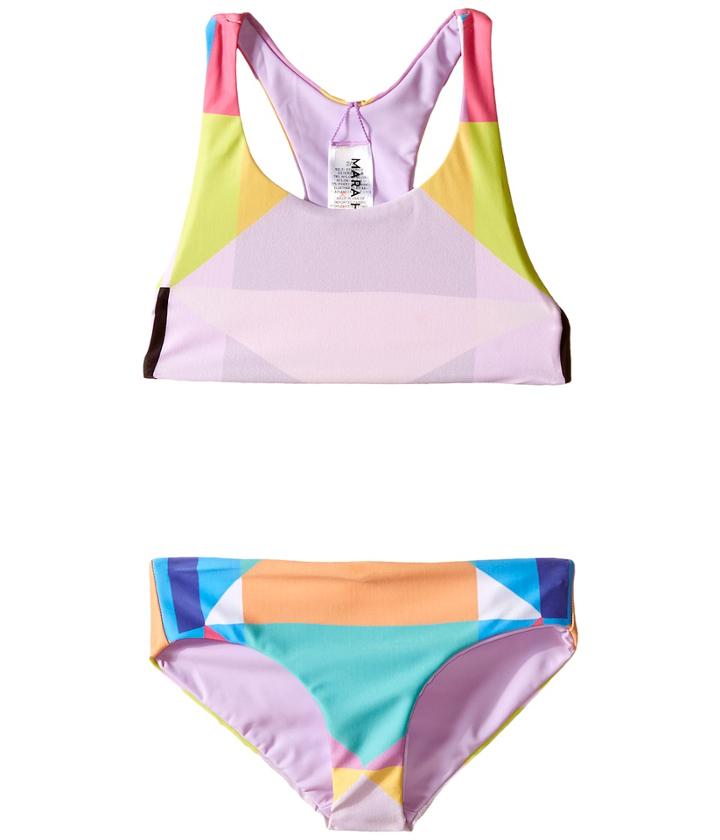 Mara Hoffman Kids - Diamond Printed Racerback Bikini Top With Boardshorts Bottoms