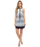 Adelyn Rae - Drawstring Printed Dress W/ Contrast Lace