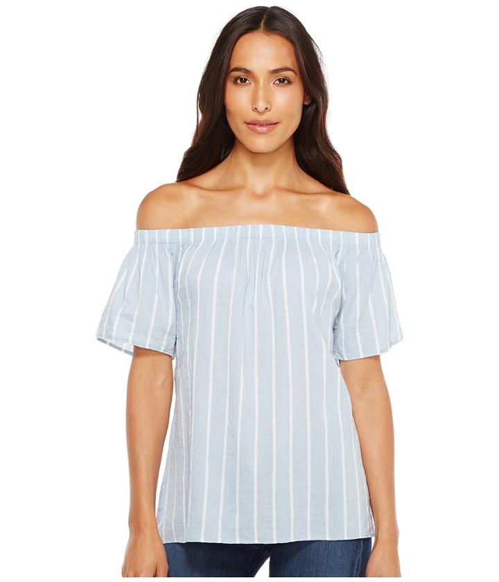 Dylan By True Grit - Bungalow Stripe Raglan Off Shoulder Top