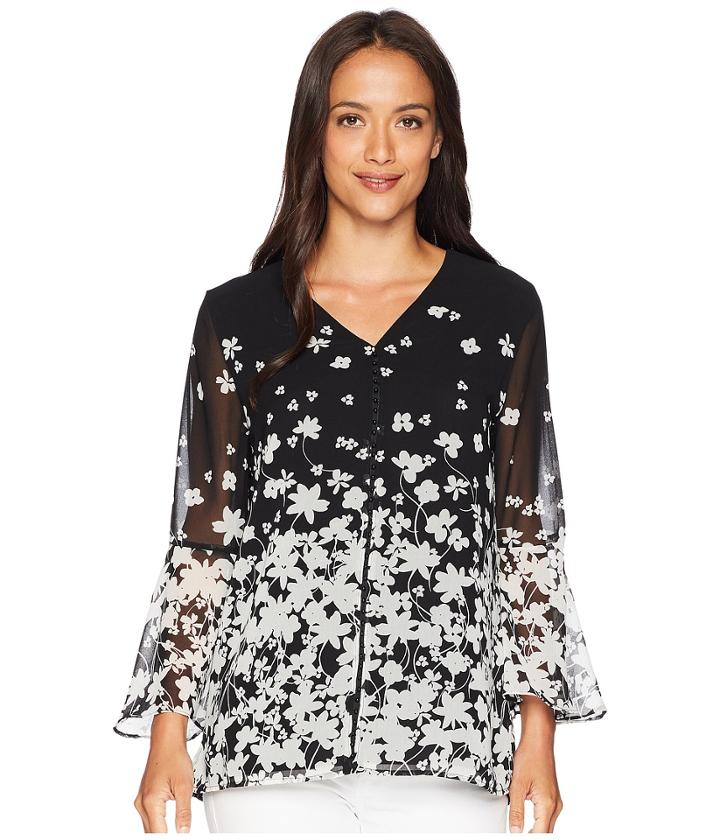 Calvin Klein - Printed V-neck W/ Pearls