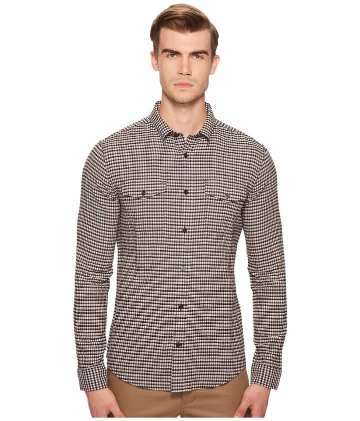 Vince - Micro Plaid Long Sleeve Button Down