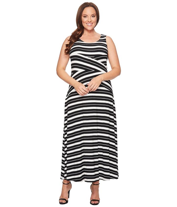 Calvin Klein Plus - Plus Size Striped Crisscross Maxi Dress