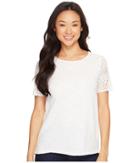 Dylan By True Grit - Slub Knit Tee W/ Sierra Lace Sleeves