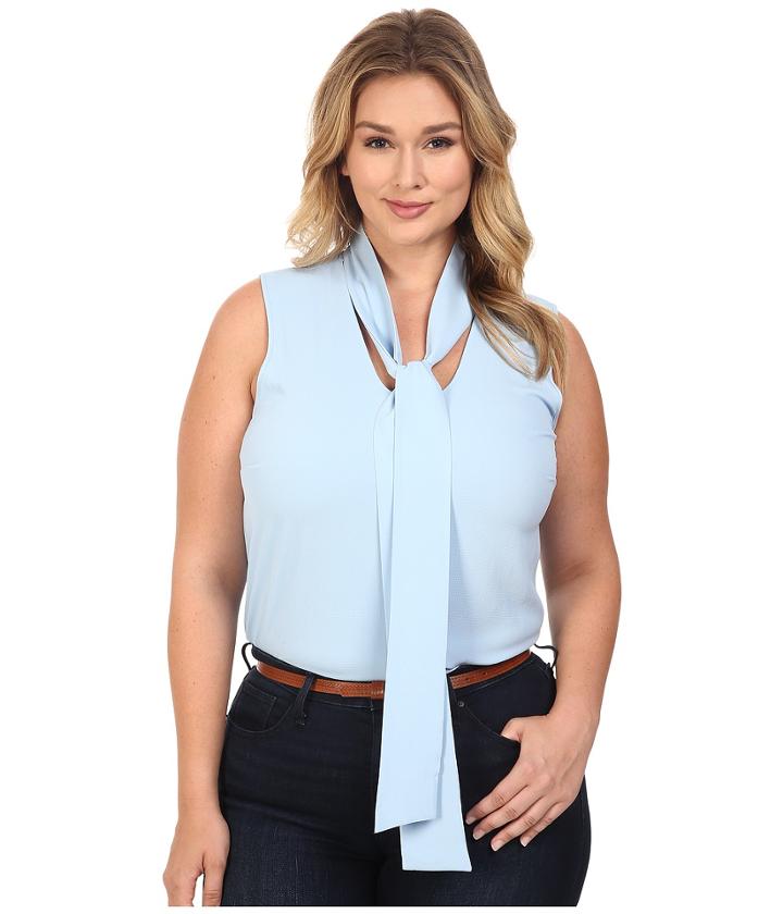 Michael Michael Kors - Plus Size Tie Neckline Sleeveless Top