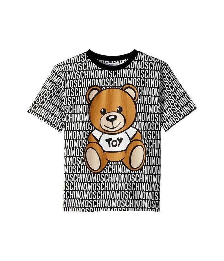 Moschino Kids - Short Sleeve All Over Logo Print Teddy Bear Graphic T-shirt