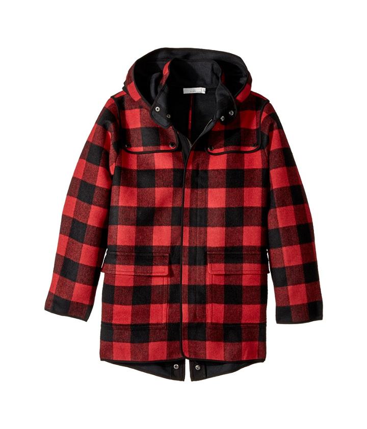 Stella Mccartney Kids - Beet Checkered Wool Coat W/ Detachable Hood