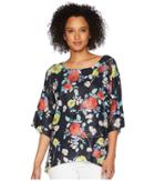 Nally &amp; Millie - Black Floral Print Dolman Top