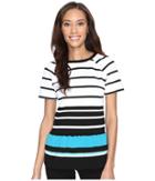 Michael Michael Kors - Stripe Ottoman Peplum Short Sleeve Top