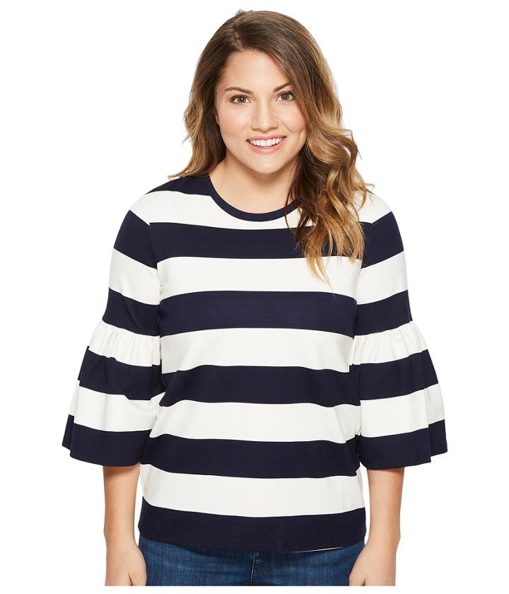 Lauren Ralph Lauren - Petite Striped Ponte Bell-sleeve Top