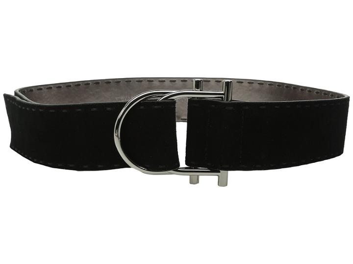 Michael Michael Kors - 50mm Suede Leather Belt With Hand Stitch On Double D-ring Buckle With Pull Back Closure