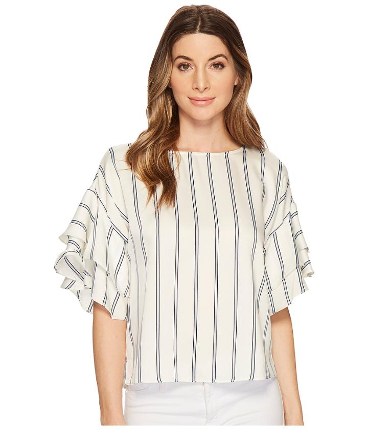 Vince Camuto - Tiered Ruffle Sleeve Stripe Theory Blouse