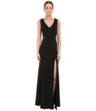Marchesa Notte - Sleeveless Crepe Gown With Slit And Illusion Re-embroidered Lace Cut Outs