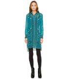 Versace Collection - Printed Long Sleeve High-low Button Up