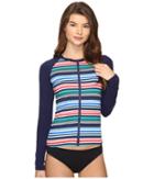 Tommy Bahama - Fete Stripe Long Sleeve Full Zip Rashguard