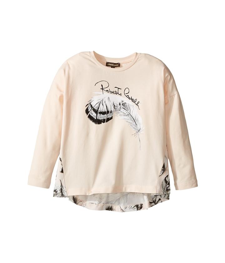 Roberto Cavalli Kids - Long Sleeve Graphic Shirt W/ Feather Print On Back