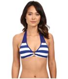Lauren Ralph Lauren - Balboa Stripe Ring Front Halter Top W/ Removable Cup