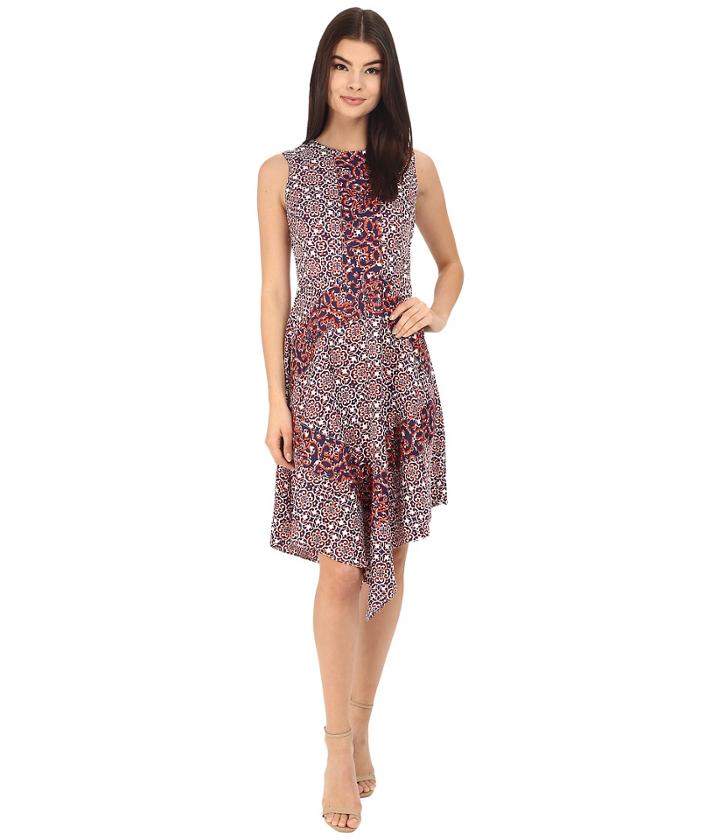 Donna Morgan - Asymmetrical Hem Sleeveless Twill Midi Dress