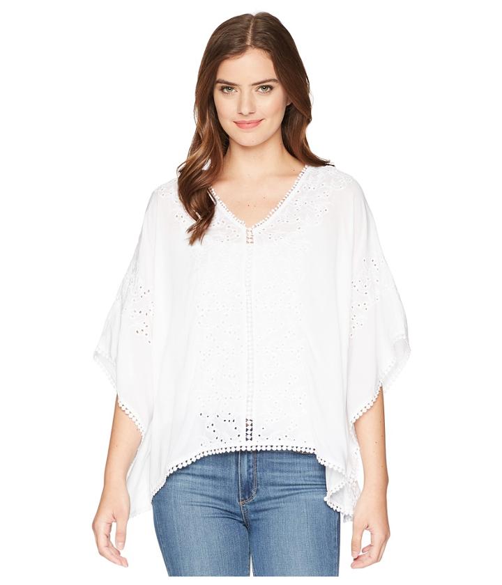 Catherine Catherine Malandrino - Delilah Washed Eyelet Kimono Draped Top