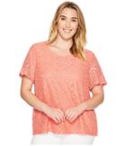 Calvin Klein Plus - Plus Size Short Sleeve Abstract Lace Top