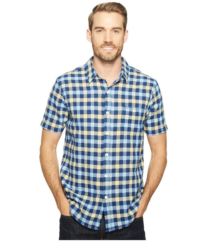 True Grit - Beach Checks Short Sleeve One-pocket Shirt Real Indigo Yarns