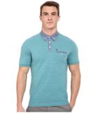 Original Penguin - Short Sleeve Shadow Stripe Polo With Chambray Collar