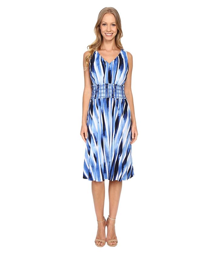 Adrianna Papell - Sleeveless Smocking Waist Fit Flare Dress