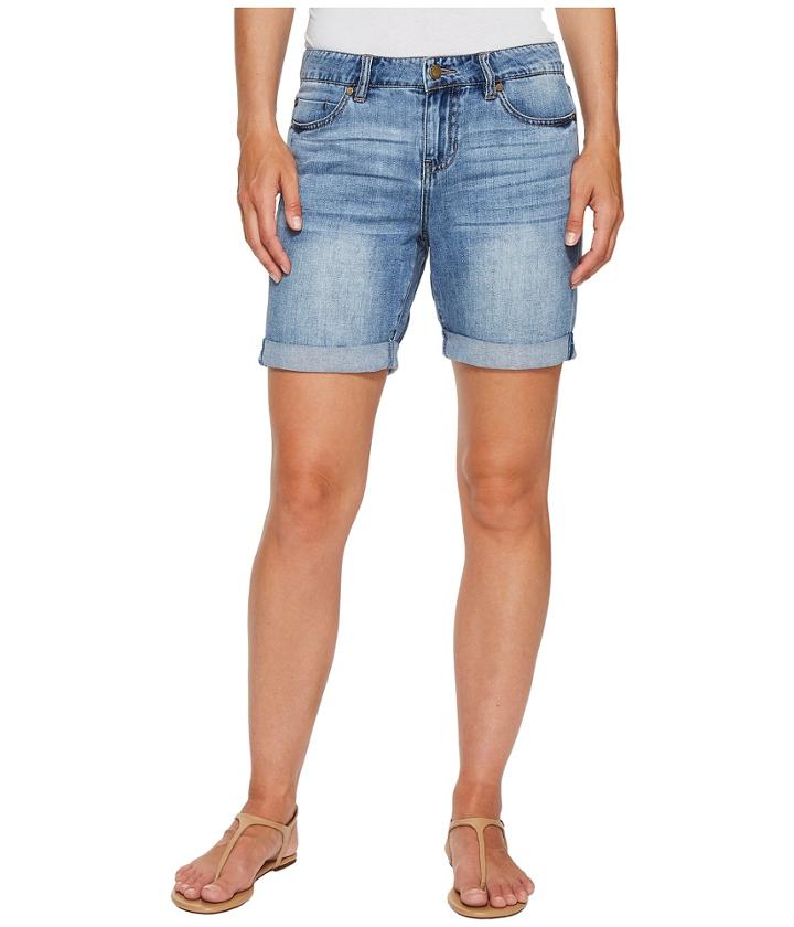 Liverpool - Sonny Walking Shorts In Soft Rigid Denim In Denmark Mid Blue