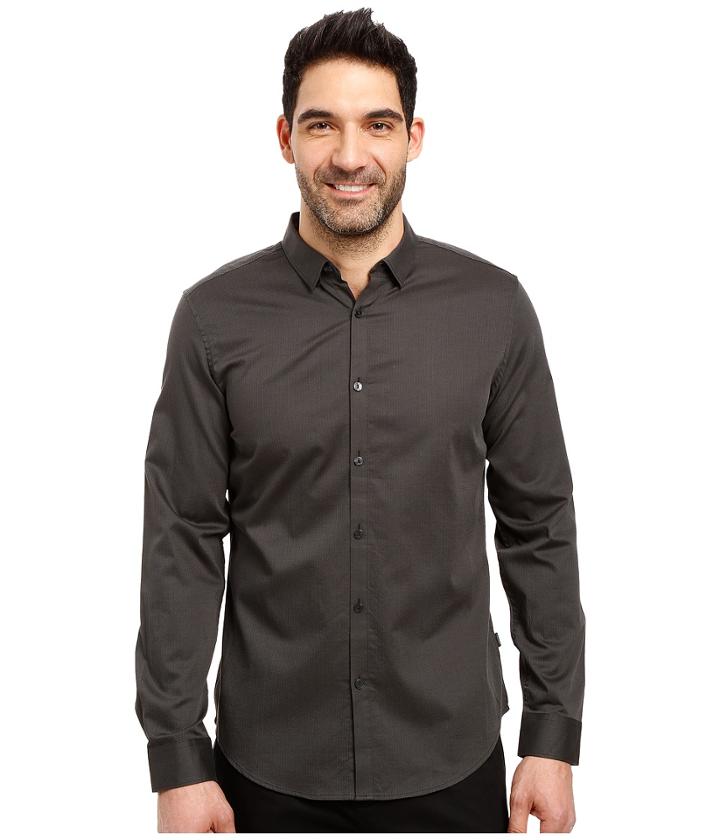 Calvin Klein - Long Sleeve Twill Herringbone Button Down Shirt