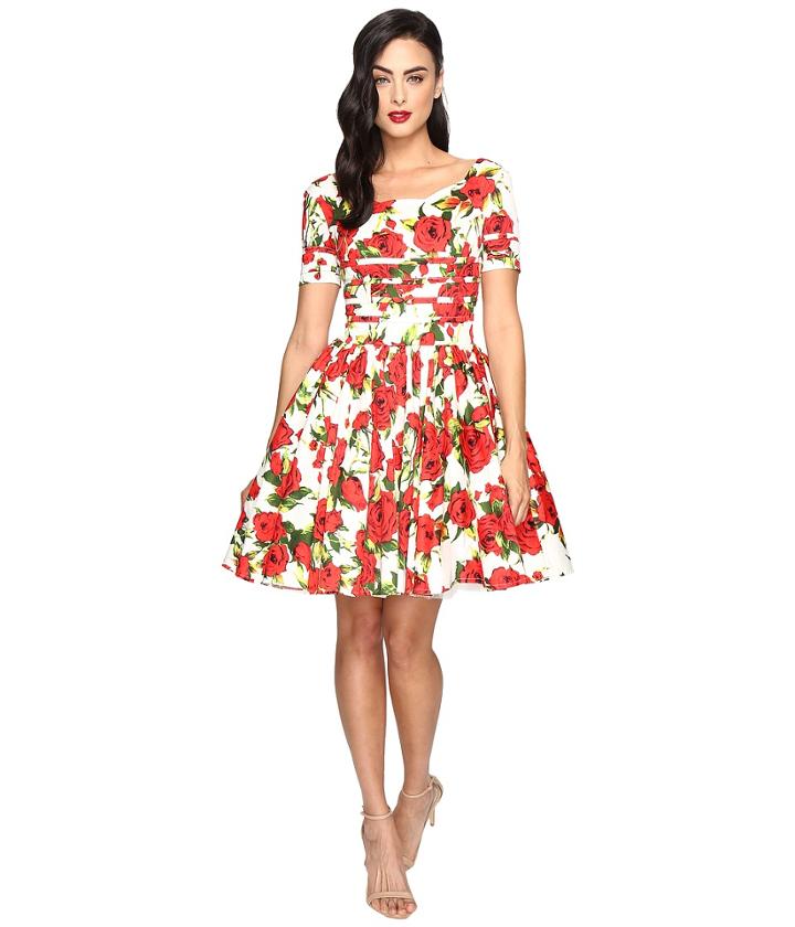 Unique Vintage - Short Sleeved Roman Holiday Dress