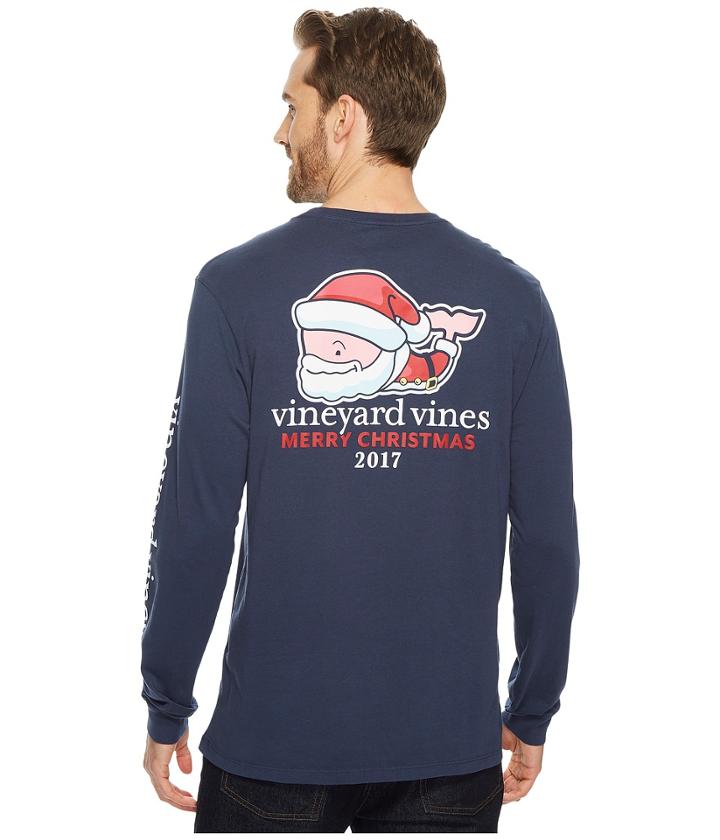 Vineyard Vines - Long Sleeve Mr.claus Whale Pocket Tee