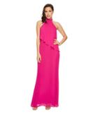 Laundry By Shelli Segal - Chiffon Halter Gown With Asymmetrical Popover