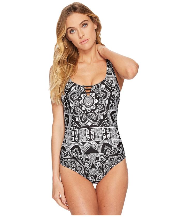Jantzen - Black White Medallion Strappy Back One-piece