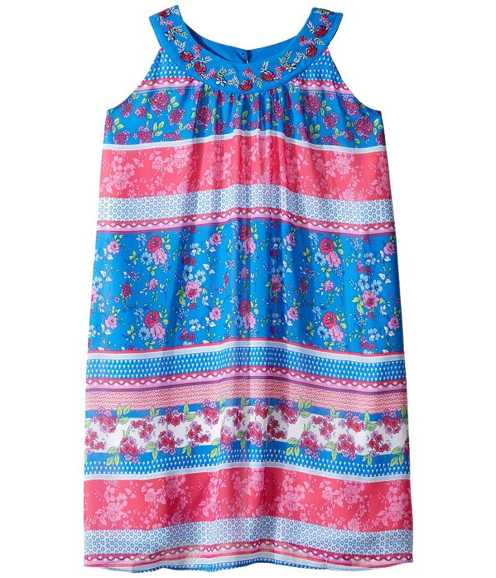 Us Angels - Georgette Sleeveless Print Trapeze Dress