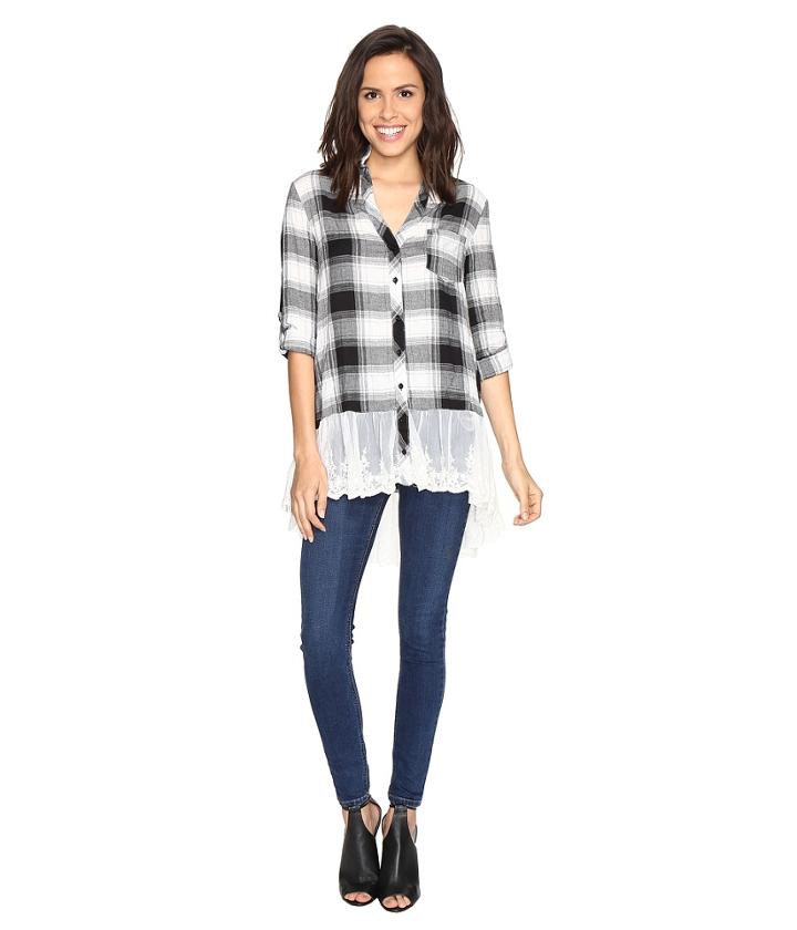 Brigitte Bailey - Maisha Plaid Top With Lace Bottom