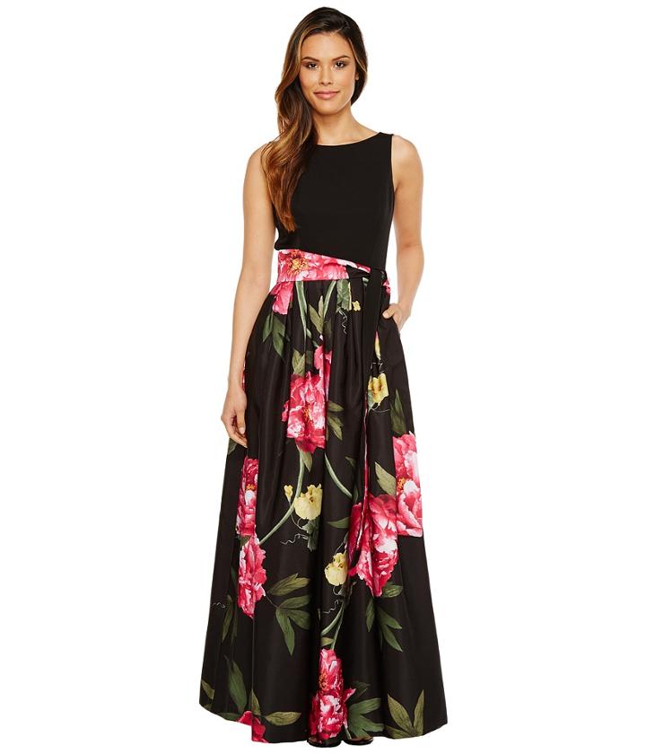 Tahari By Asl - Floral Skirt Sleeveless Ballgown