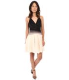 Halston Heritage - Sleeveless V-neck Ombre Dress With Engineered Strips