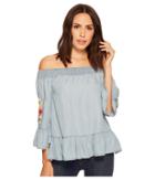 Miss Me - Off The Shoulder Flower Embroidered Blouse