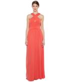 Halston Heritage - Sleeveless Cross Neck Jersey Gown W/ Back Knot Detail