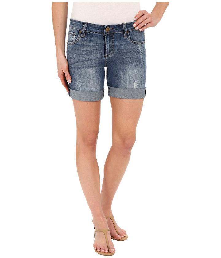 Kut From The Kloth - Roll Up Basic Long Shorts In Teamwork W/ Medium Base Wash